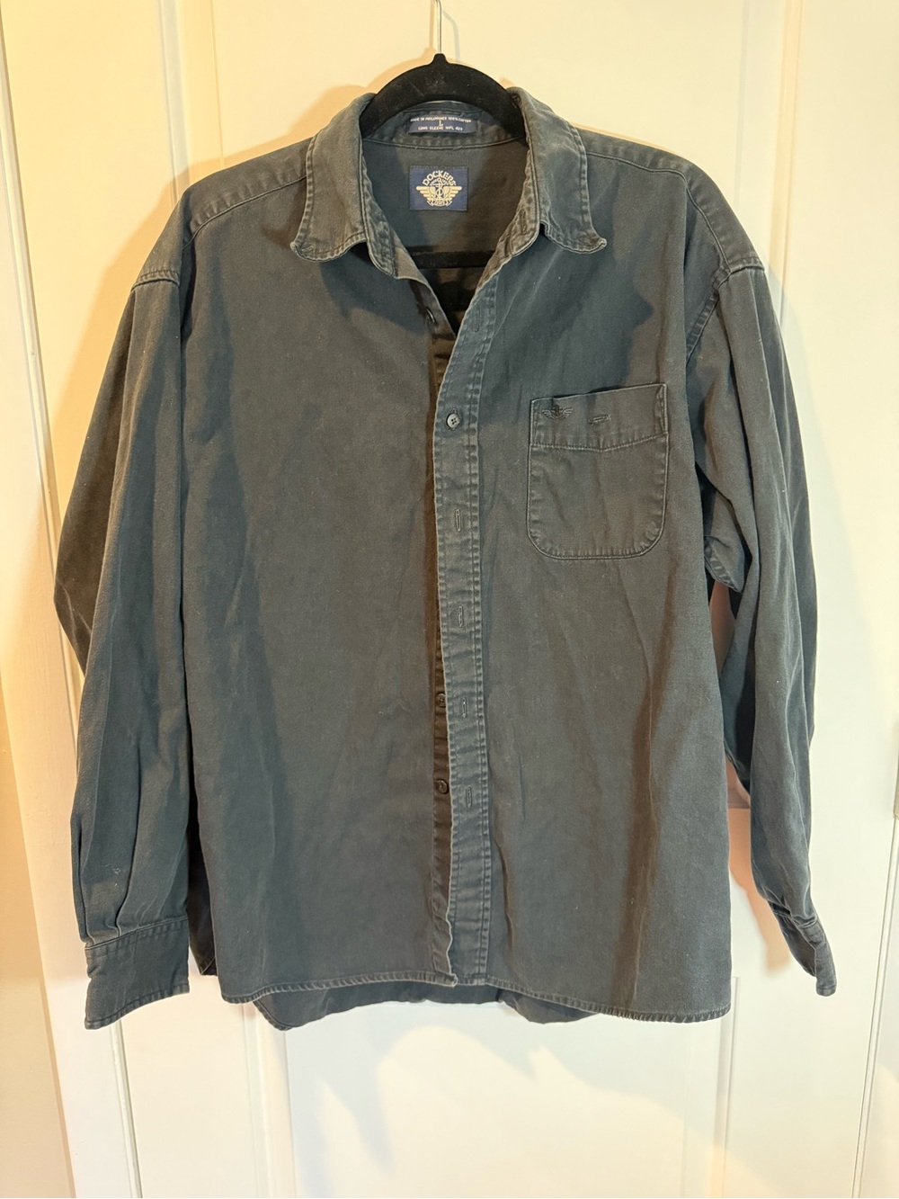 Dockers Men's Washed Button-Up Shirt Jacket in Charcoal 100% cotton